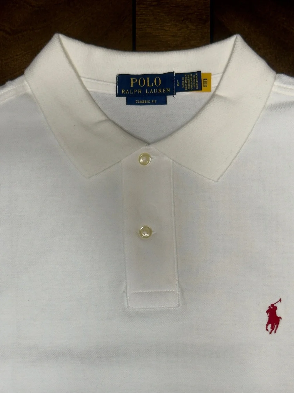 Ralph Lauren Classic-Fit Men’s White/Red Polo Shirt sz. Large (Never Worn).